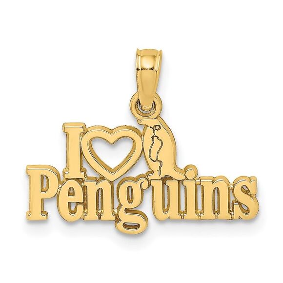 14k Yellow Gold I HEART PENGUINS w/ Penguin Charm
